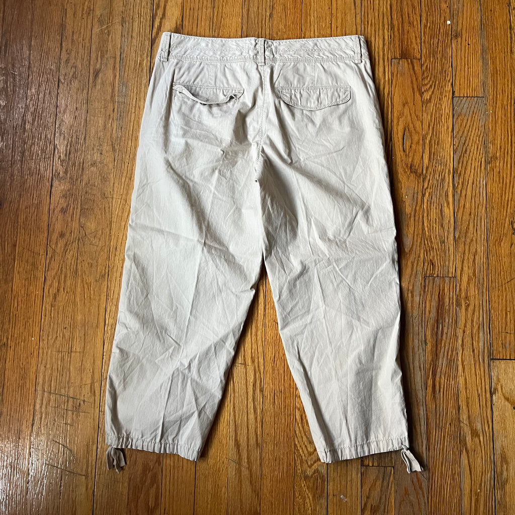 (2) Tan 100% cotton midrise capri pants