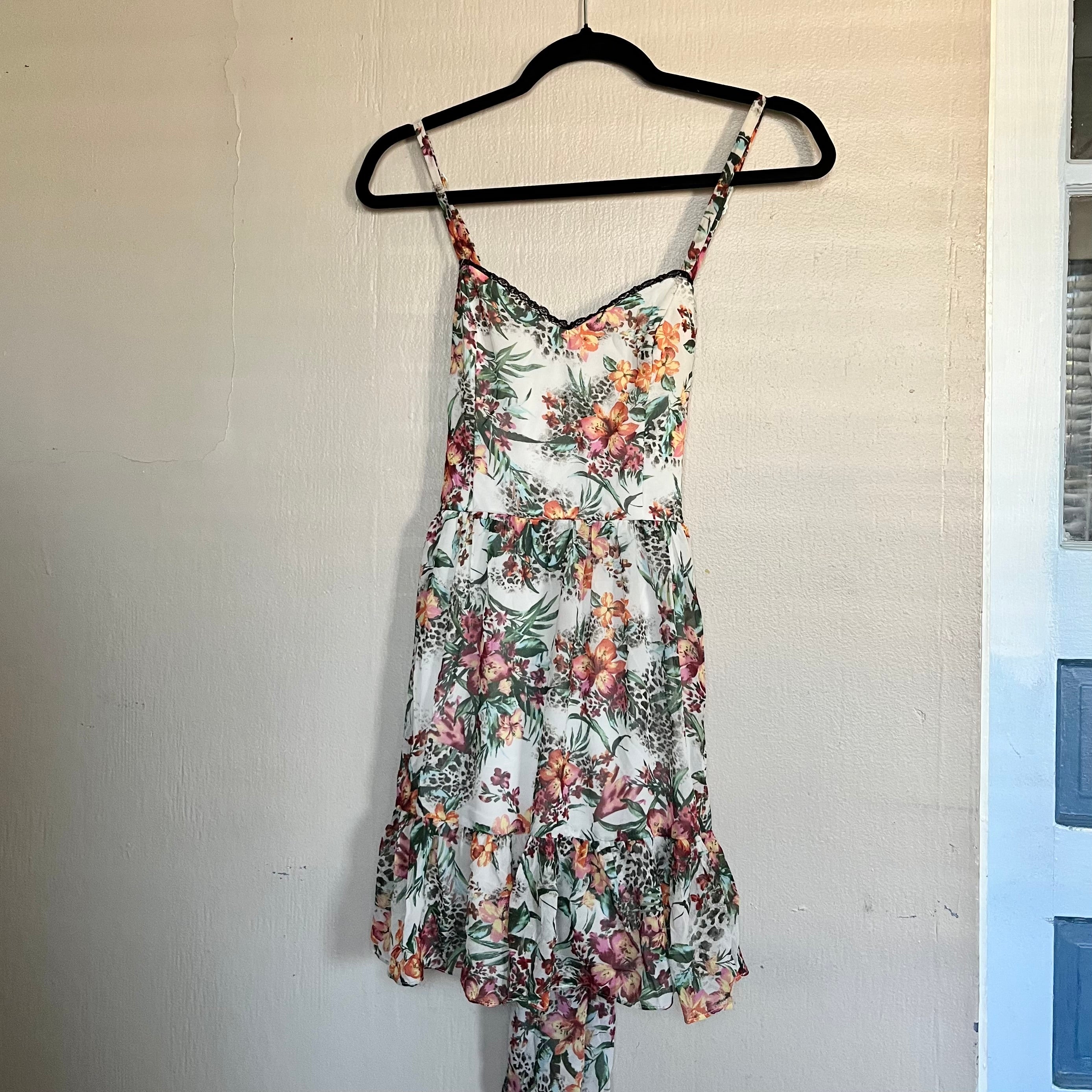 (S) 2000s Forever 21 floral leopard print mini dress