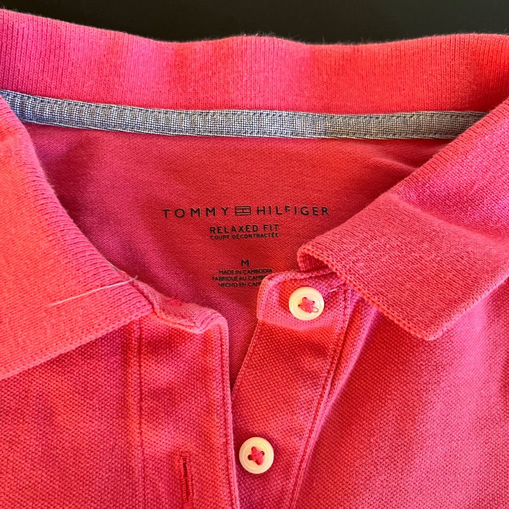 (M) 2000s baby pink Tommy Hilfiger fitted polo shit