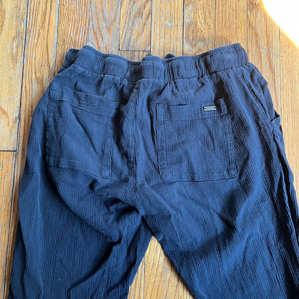 (M) PACT black organic cotton gauze tapered pants
