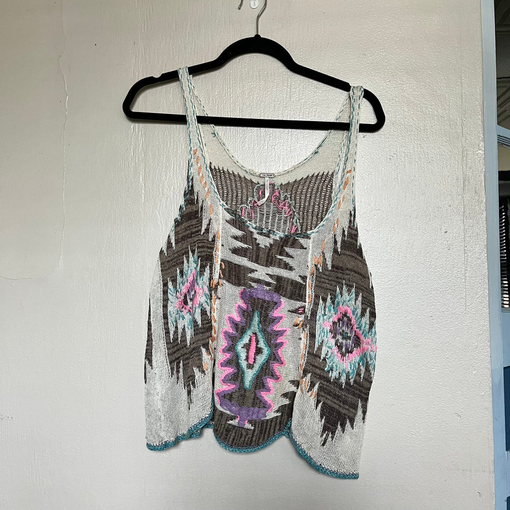 (M) Free People 37 miles aztec knic tank top