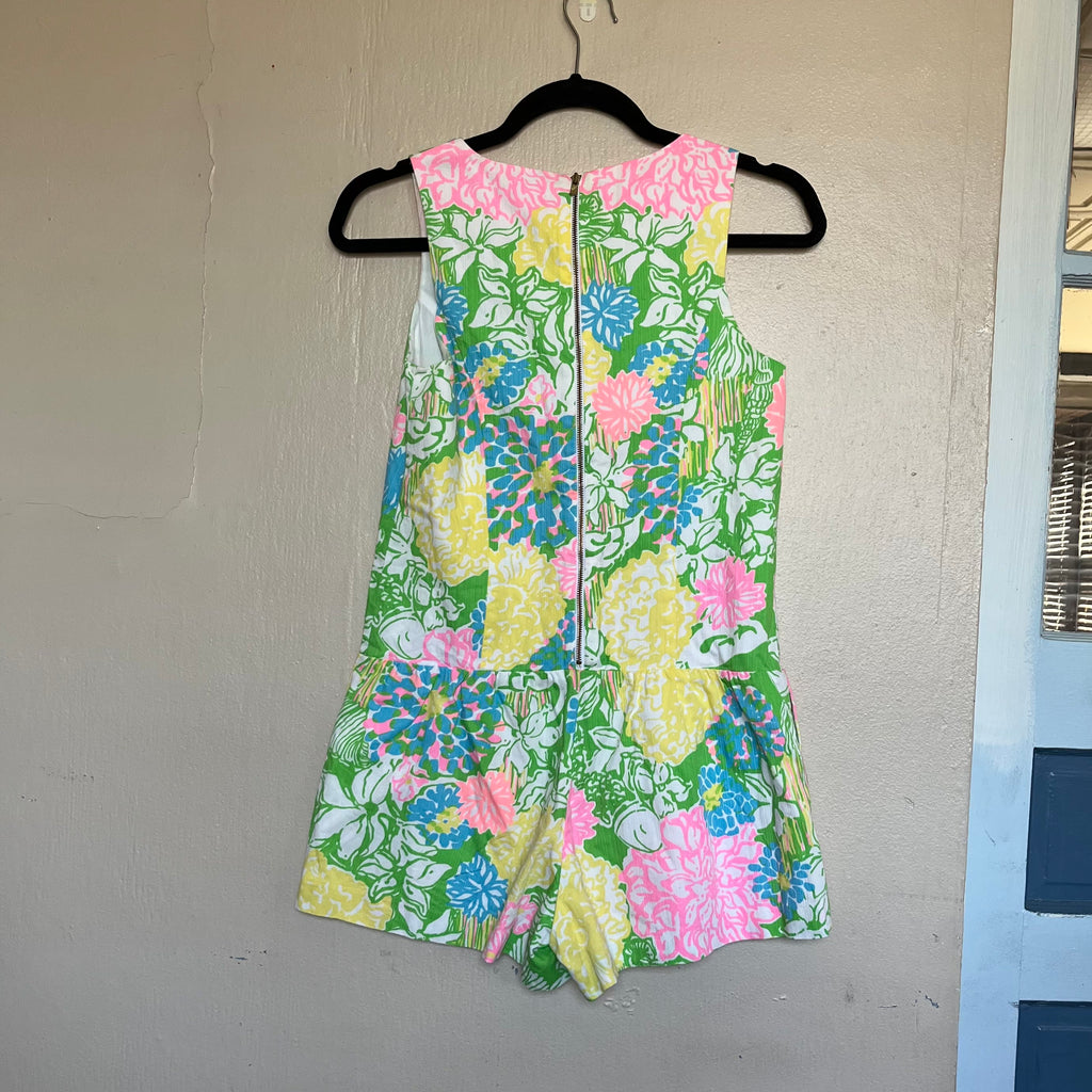 (0) Lilly Pulitzer hibiscus floral getchen romper