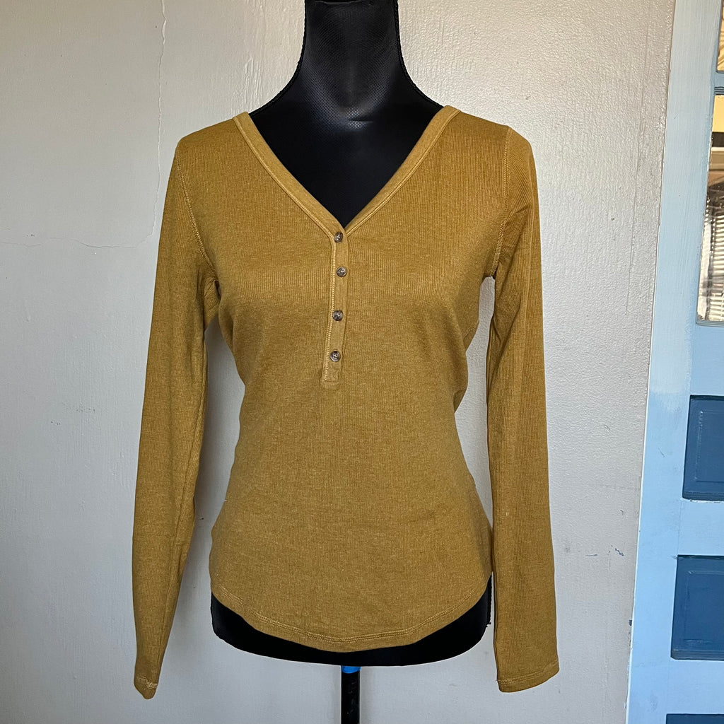 (M) Old Navy yellow slim fit Henley long sleeve