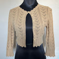 (S) Express tan pointelle knit cropped cardigan sweater