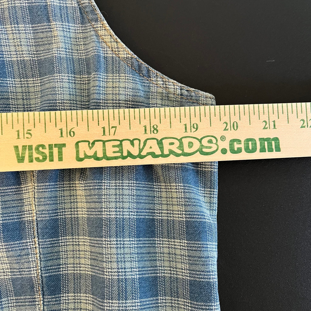 (M) 90s plaid button up denim vest