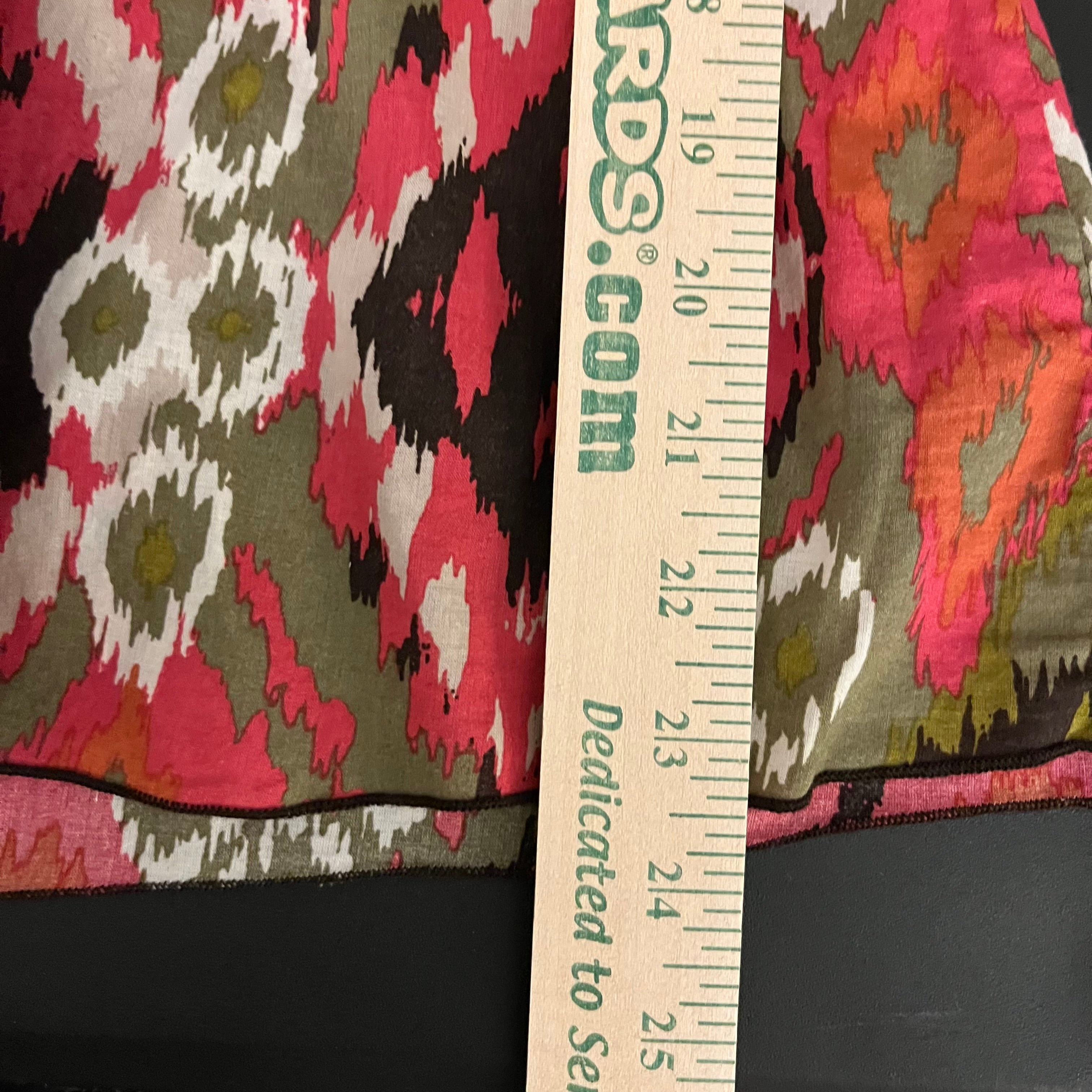 (M) 2000s BCX earthy boho green and pink abstract print tank top