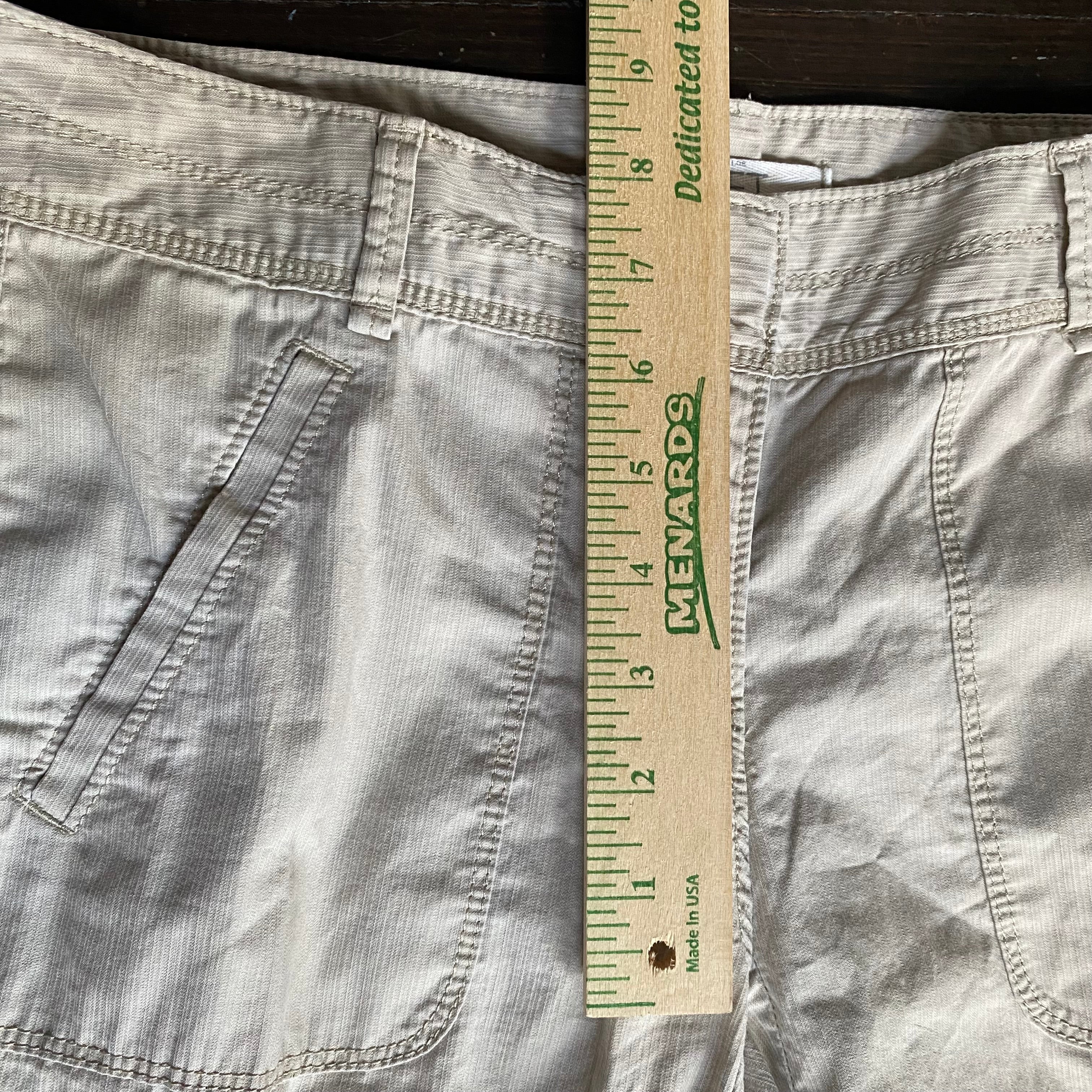 (2) Tan 100% cotton midrise capri pants