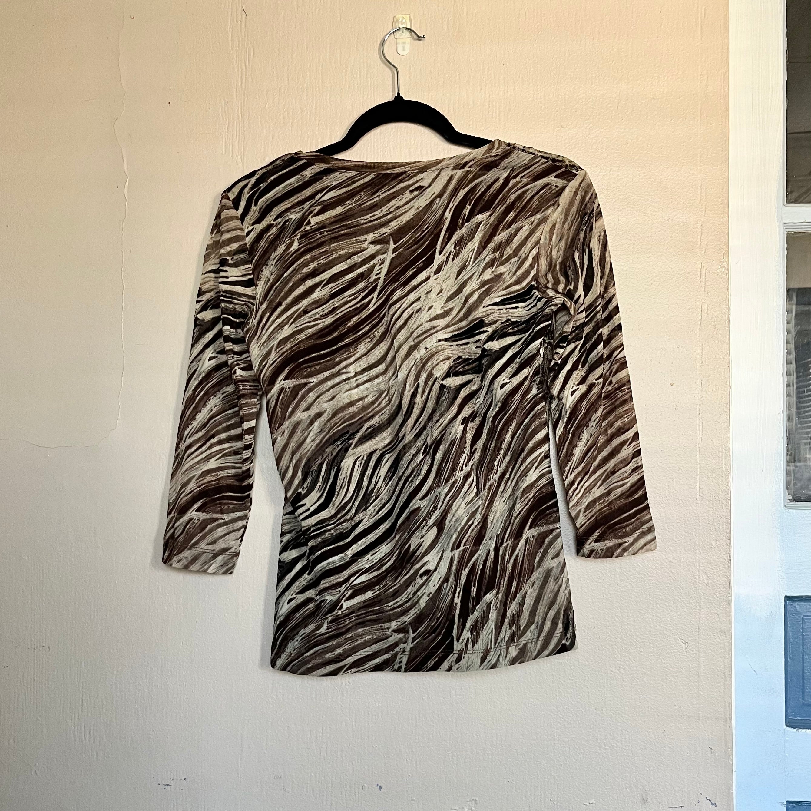 (S) Chico's y2k animal print mesh top