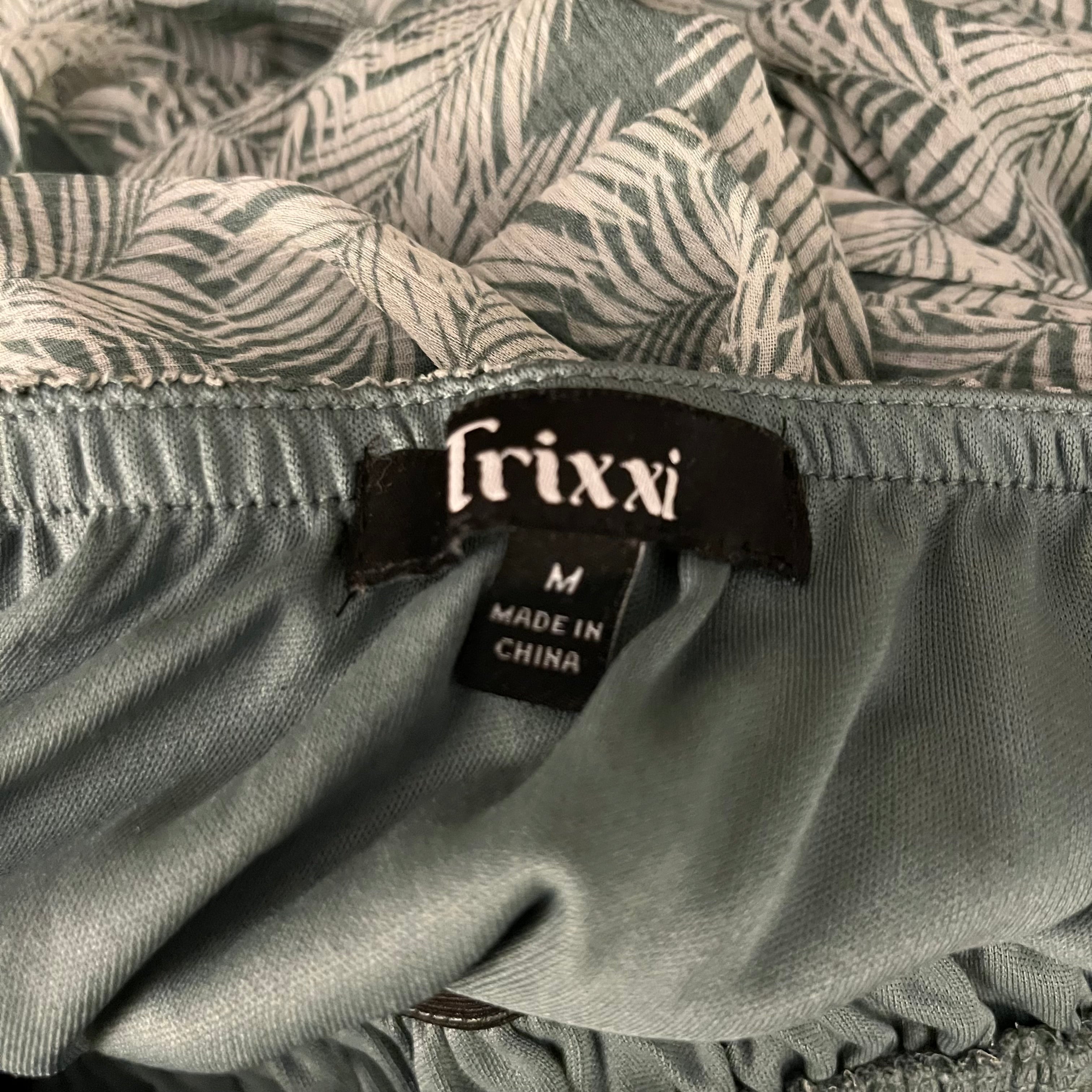 (M) Trixxi green tropical backless halter maxi dress