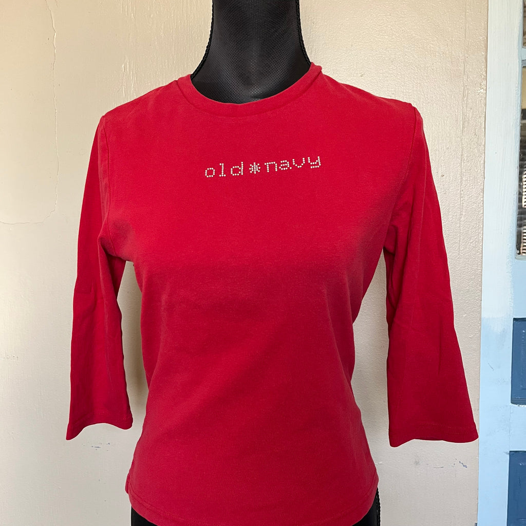 (M) 2000s Old Navy rhinestone half sleeve shirt